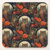 Owl at Night with a Full Moon Pattern Rechteckiger Pappuntersetzer (Vorderseite)