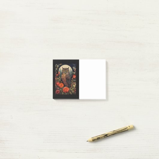 Owl at Night with a Full Moon Post-it Klebezettel (Auf Schreibtisch)