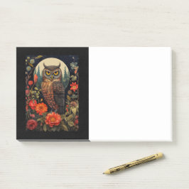 Owl at Night with a Full Moon Post-it Klebezettel