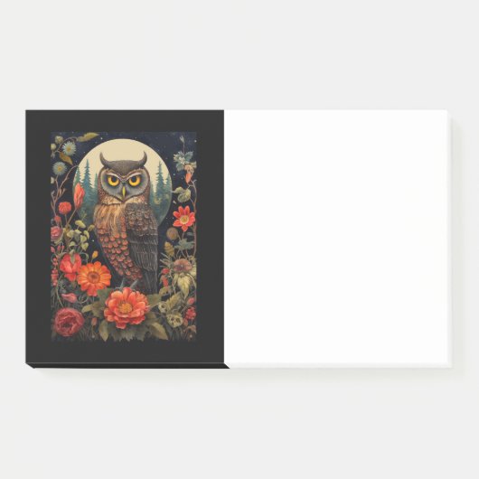 Owl at Night with a Full Moon Post-it Klebezettel (Vorderseite)