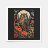 Owl at Night with a Full Moon Serviette (Vorderseite)