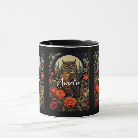 Owl at Night with a Full Moon Tasse (Zentrum)