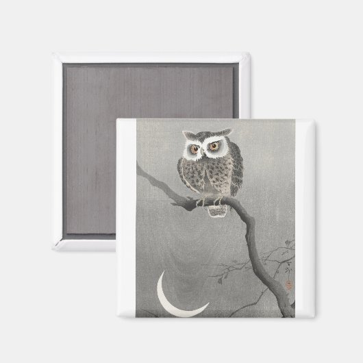 Owl auf Baumzweig von Ohara Koson Magnet (Vorderseite/Rückseite)
