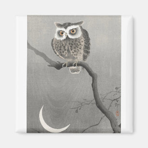 Owl auf Baumzweig von Ohara Koson Magnet