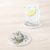 Owl auf Branch Getränkeuntersetzer (Seite)