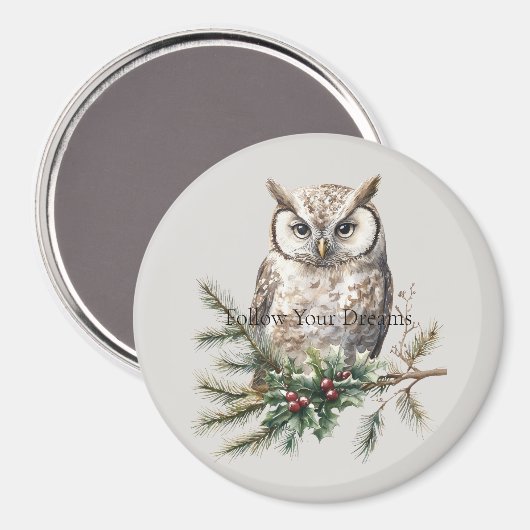 Owl auf Branch Magnet (Vorderseite/Rückseite)