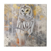 Owl auf Branch Watercolor Abstrakt Fliese (Vorderseite)