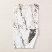 Owl auf braunem Marmor Badhandtuch Set (Handtuch)