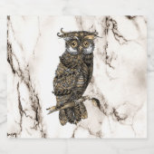 Owl auf braunem Marmor Bierflaschenetikett (Einzelnes Label)