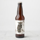 Owl auf braunem Marmor Bierflaschenetikett (Vorderseite)
