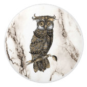 Owl auf braunem Marmor Keramikknauf (Vorderseite)