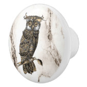 Owl auf braunem Marmor Keramikknauf (Rechts)