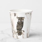 Owl auf braunem Marmor Pappbecher (Vorderseite)