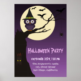 Owl auf dem Baumzweig Halloween Party Poster