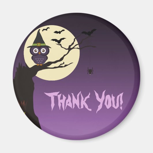 Owl auf dem Zweig Halloween Danke Magnet (Vorne)
