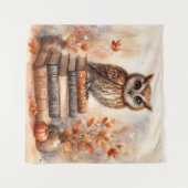 Owl auf der Bühne des Buches Herbst Wandteppich (Vorderseite (Horizontal))