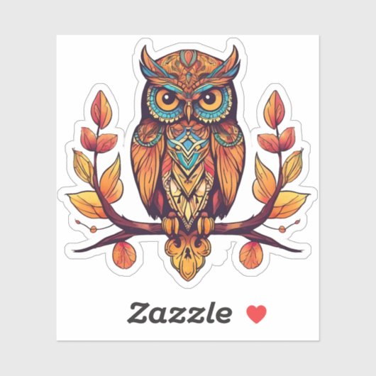 Owl auf einer Verzweigung Aufkleber (Blatt)