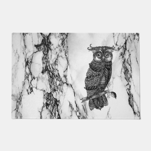 Owl auf Marmor Fußmatte (Vorderseite)