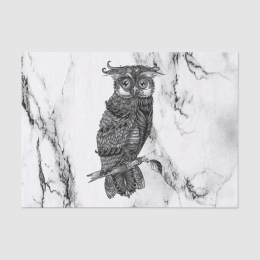 Owl auf Marmor Seidenpapier (Vorderseite)