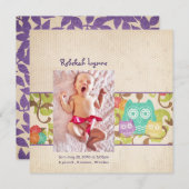 Owl Baby Birth Ankündigungen (Vorne/Hinten)