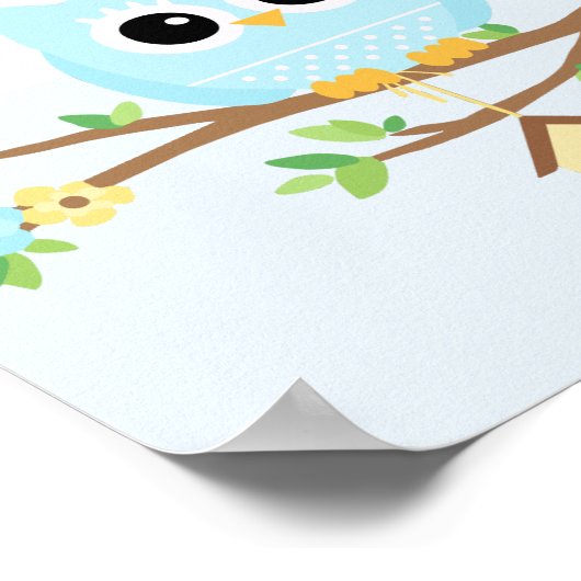 Owl Baby Boy personalisiertes Poster (Ecke)