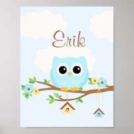 Owl Baby Boy personalisiertes Poster
