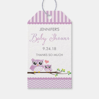 Owl Baby Dusche Gefallen Tag Lila Zickzack Hang Ta Geschenkanhänger