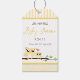 Owl Baby Dusche Gefallen Tag Yellow Zickzack Hang Geschenkanhänger