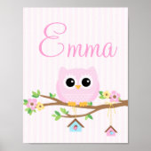Owl Baby Girl personalisiertes Poster (Vorne)