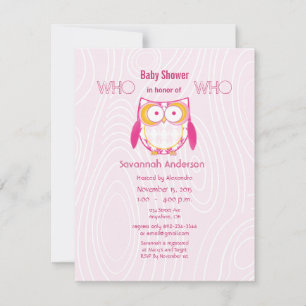 Owl Baby Girl PINK Holzkörbe Muster Dusche Einladung