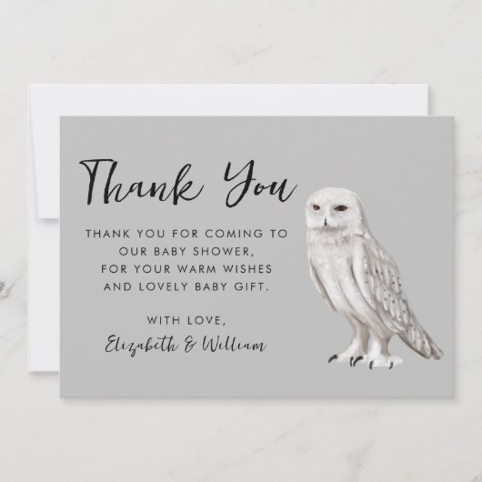 Owl Baby Shower Thank You Card Dankeskarte (Vorderseite)