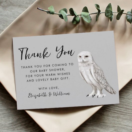Owl Baby Shower Thank You Card Dankeskarte