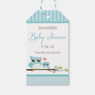 Owl Baby Showmarke | Blue Zickzack Hang Tag Geschenkanhänger