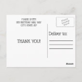 Owl Balloon Pink Gingham Birthday Foto Rett Date Postkarte (Rückseite)