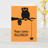 Owl-Bat-Spider Spooky Halloween Karte (Gelbe Blume)