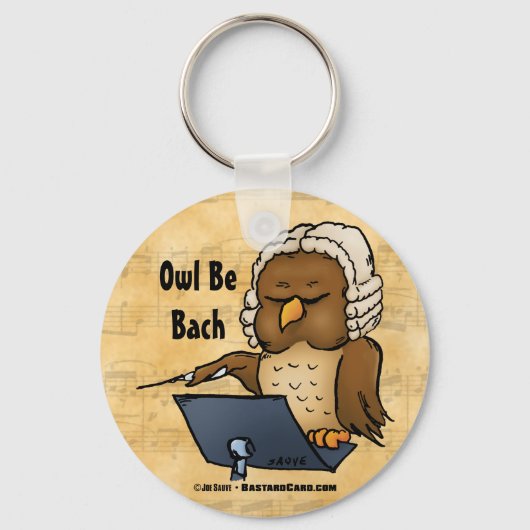 Owl Be Bach Funny Owl Cartoon Schlüsselanhänger (Vorderseite)