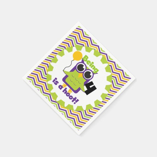 Owl Being 4 ist ein Hoot Birthday Paper Napkins Serviette (Ecke)