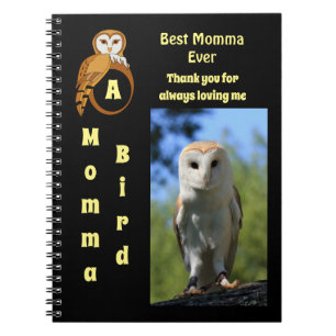 Owl Best Momma Ever Cartoon Foto Name Notizblock