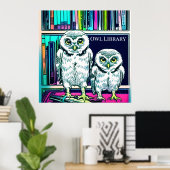 OWL BIBLIOTHEK, zwei Eulen, Bücher Poster (Heimbüro)