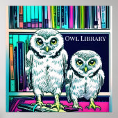 OWL BIBLIOTHEK, zwei Eulen, Bücher Poster (Vorne)