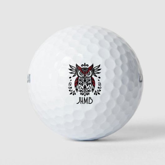  Owl Bird Animal Monogram Art Golfball (Vorderseite)