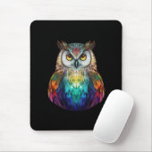 Owl Bird Animal Portrait Gestaltetes Glas Wildlife Mousepad (Mit Mouse)