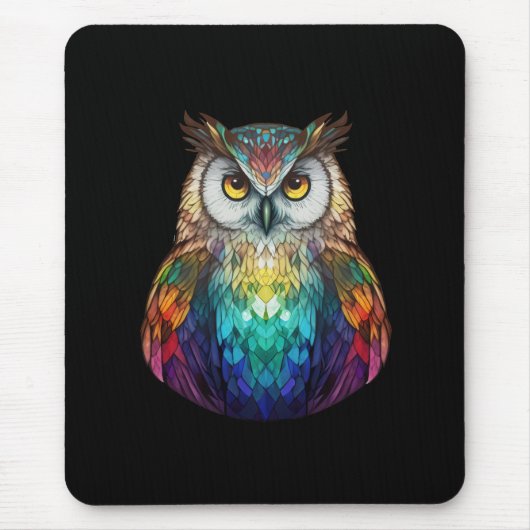 Owl Bird Animal Portrait Gestaltetes Glas Wildlife Mousepad (Vorne)