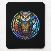 Owl Bird Animal Portrait Gestaltetes Glas Wildlife Mousepad (Vorne)
