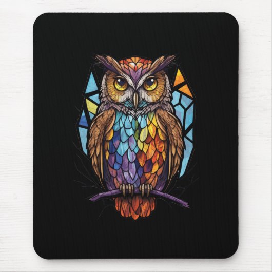 Owl Bird Animal Portrait Gestaltetes Glas Wildlife Mousepad (Vorne)