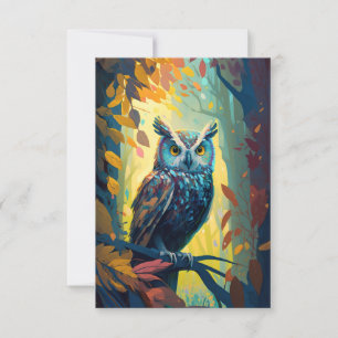 Owl Bird Animal Portrait Painting Wildlife Außenbe Dankeskarte