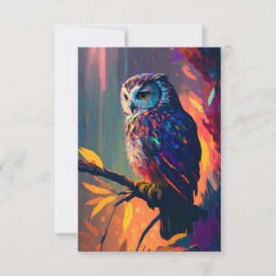 Owl Bird Animal Portrait Painting Wildlife Außenbe Dankeskarte