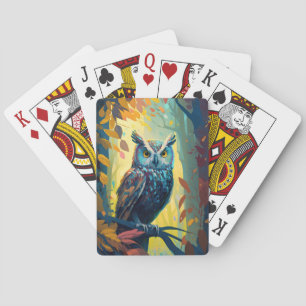 Owl Bird Animal Portrait Painting Wildlife Außenbe Spielkarten