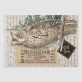 Owl Bird Französisches Skript Ephemera Decoupage Seidenpapier (Vorderseite)