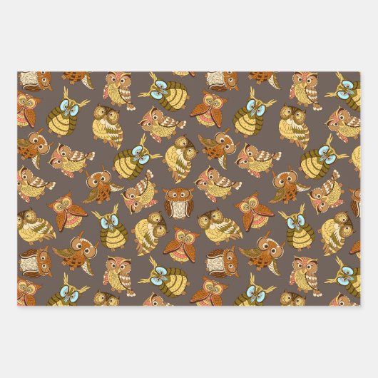 Owl Bird Nature Wildlife Süße Tier Geschenkpapier Set (Vorderseite 3)